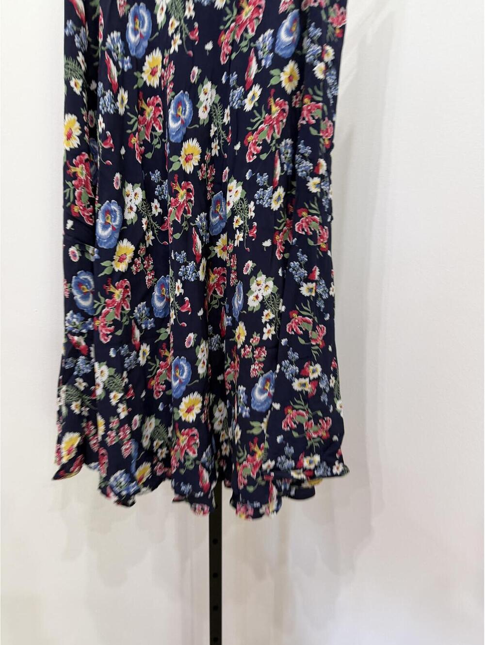 Herman Geist Navy Floral Midi Skirt Size 16 Vintage 90s - Picture 3 of 8